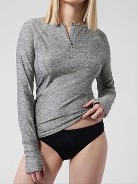 Athleta Pacifica Illume Heather Gray UPF Fitted Performance Top Size M